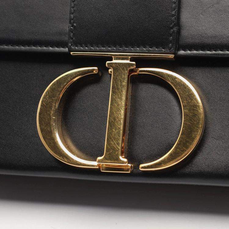 Pre Owned Christian Dior Dior 30 Montaigne Shoulder Bag Leather Black