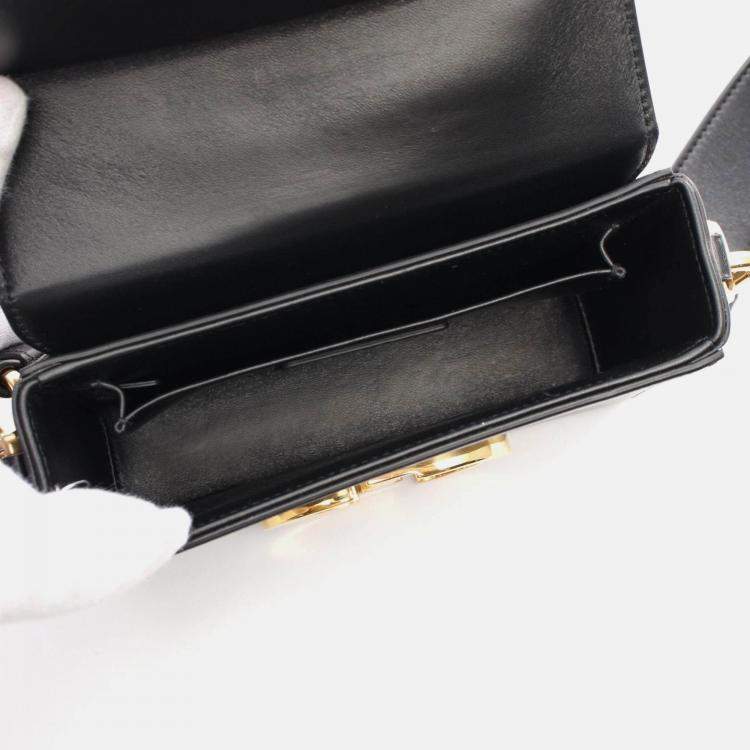 Pre Owned Christian Dior Dior 30 Montaigne Shoulder Bag Leather Black