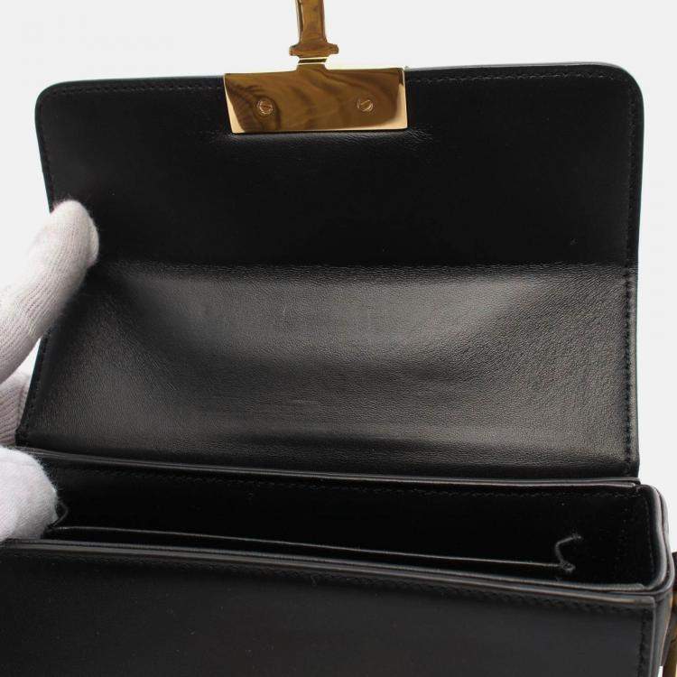 Pre Owned Christian Dior Dior 30 Montaigne Shoulder Bag Leather Black