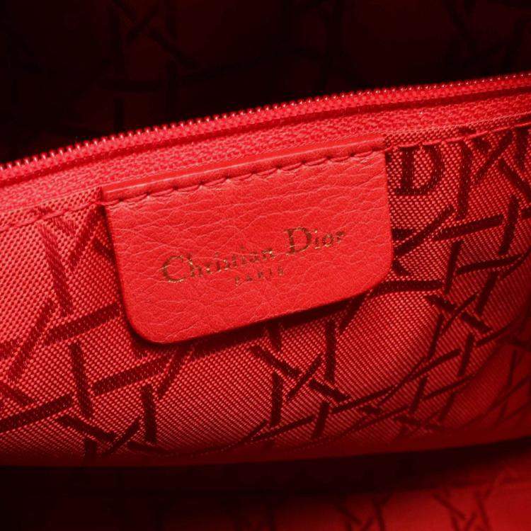 Pre Owned Christian Dior Dior Lady Large Cannage Handbag Nylon Leather Black
