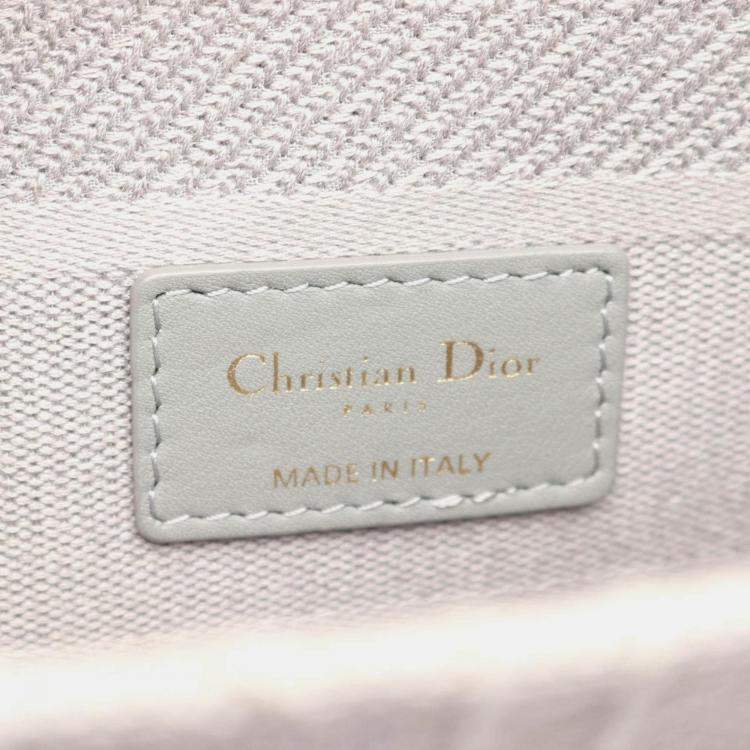 Pre Owned Christian Dior Lady D-Lite Large Cannage Handbag Canvas  Gray
