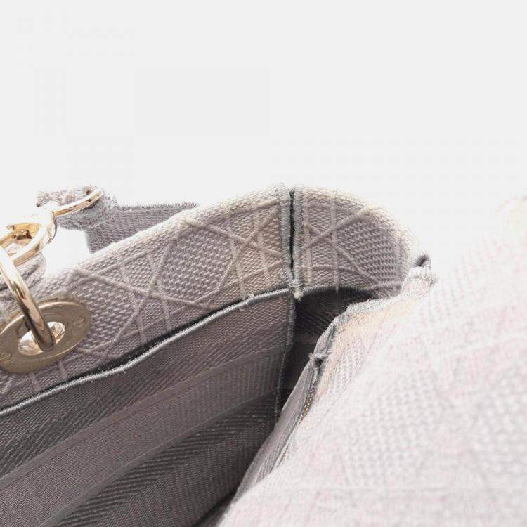 Pre Owned Christian Dior Lady D-Lite Large Cannage Handbag Canvas  Gray