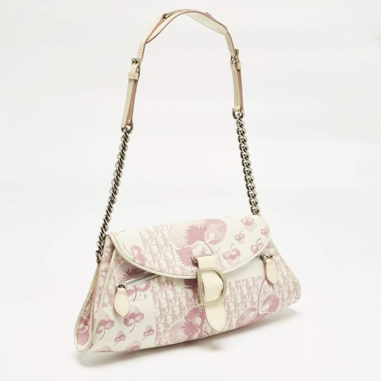 مملوكة مسبقًا Dior Pink/White Cherry Blossom Print Fabric Shoulder Bag