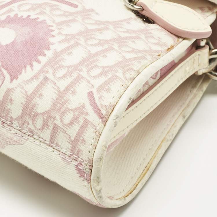 مملوكة مسبقًا Dior Pink/White Cherry Blossom Print Fabric Shoulder Bag