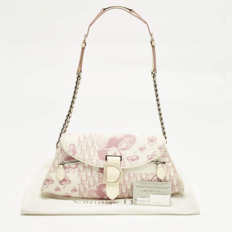 مملوكة مسبقًا Dior Pink/White Cherry Blossom Print Fabric Shoulder Bag
