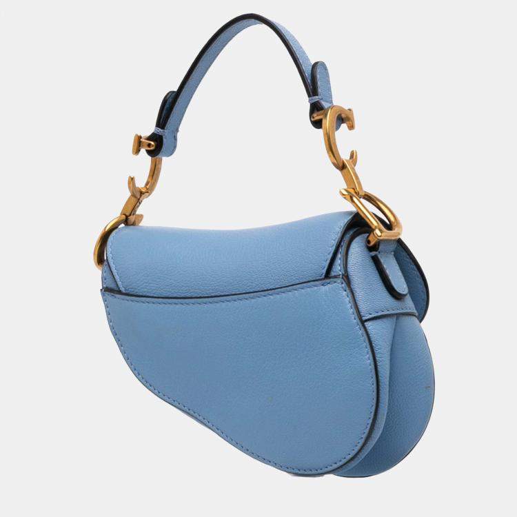 Pre Owned Dior Blue Micro Goatskin Saddle