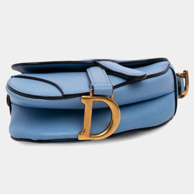 Pre Owned Dior Blue Micro Goatskin Saddle