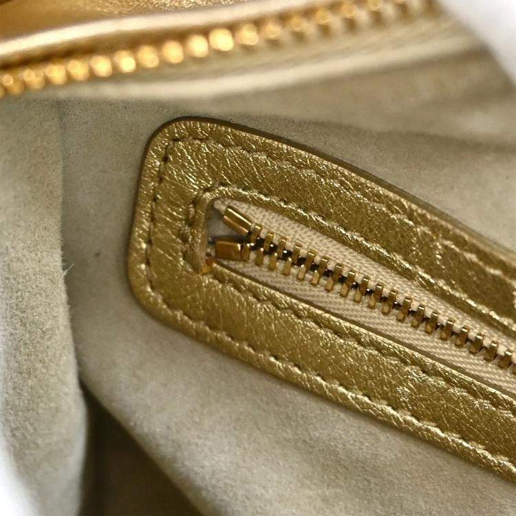 Pre Owned Christian Dior Gold Lambskin Lady Dior Cannage 2way Handbag