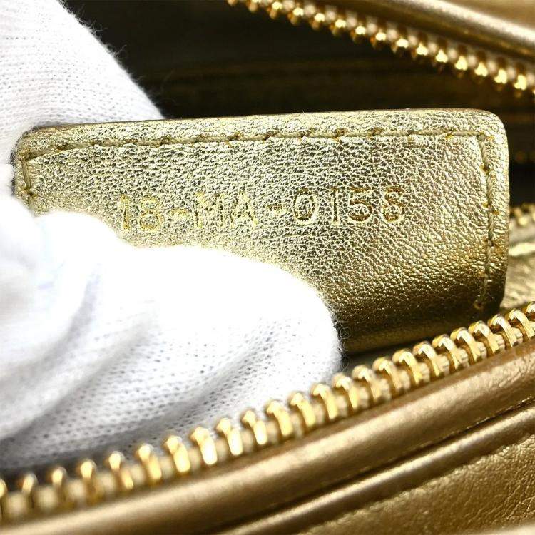 Pre Owned Christian Dior Gold Lambskin Lady Dior Cannage 2way Handbag