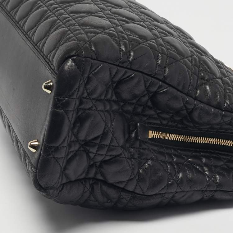 Pre Owned Dior Black Cannage Leather Large Soft Lady Dior Satchel