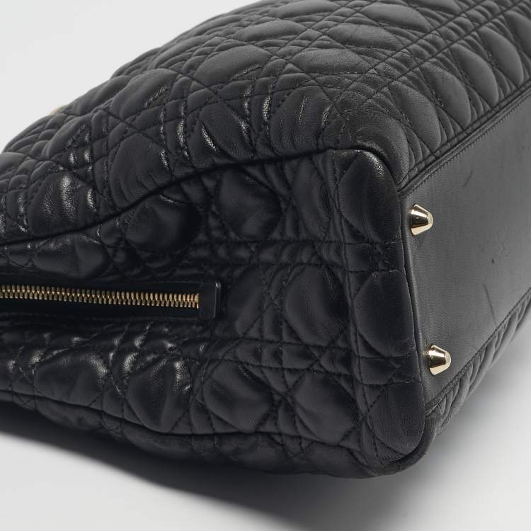 Pre Owned Dior Black Cannage Leather Large Soft Lady Dior Satchel