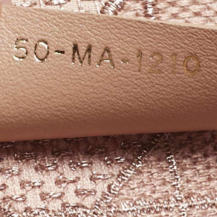 Pre Owned Dior Metallic Pink Cannage Embroidered Canvas Medium Book Tote 