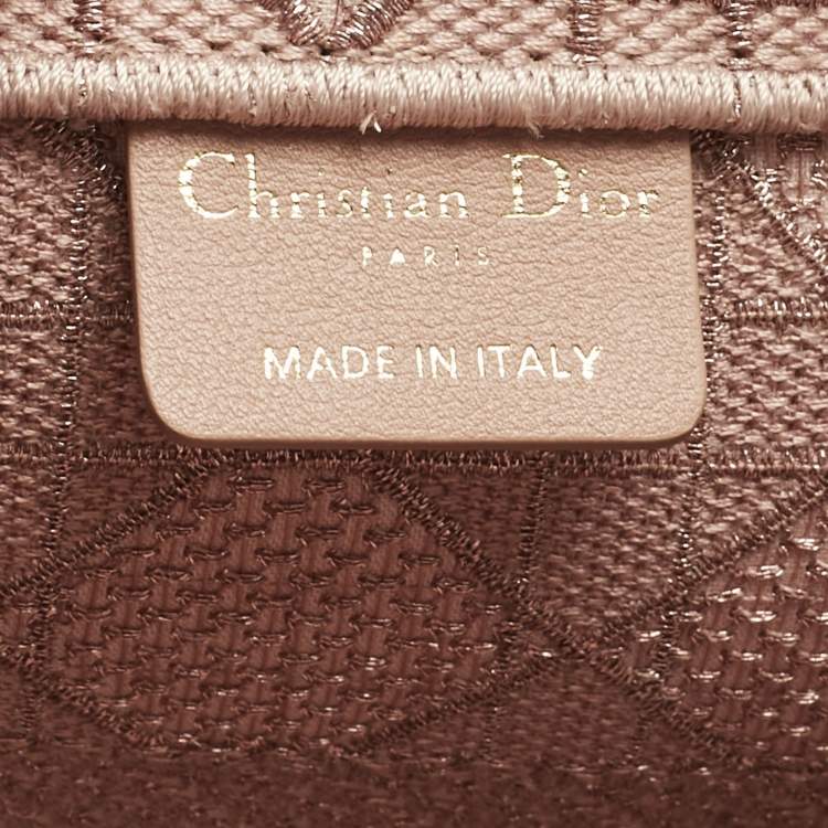 Pre Owned Dior Metallic Pink Cannage Embroidered Canvas Medium Book Tote 