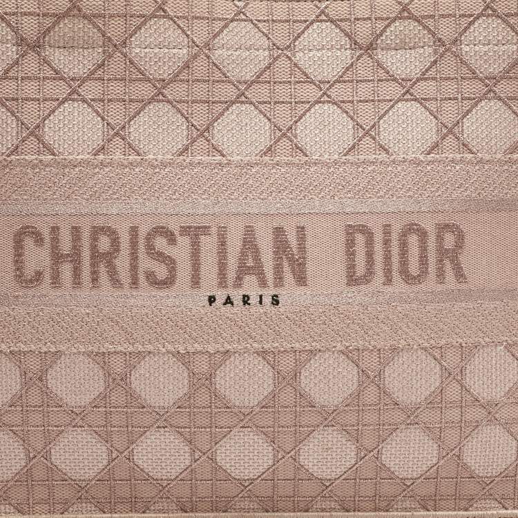 Pre Owned Dior Metallic Pink Cannage Embroidered Canvas Medium Book Tote 