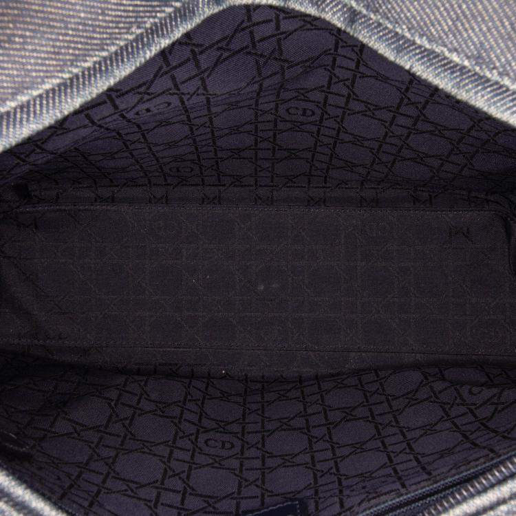 Pre Owned Dior Navy Blue Large Denim Cannage Lady Dior
