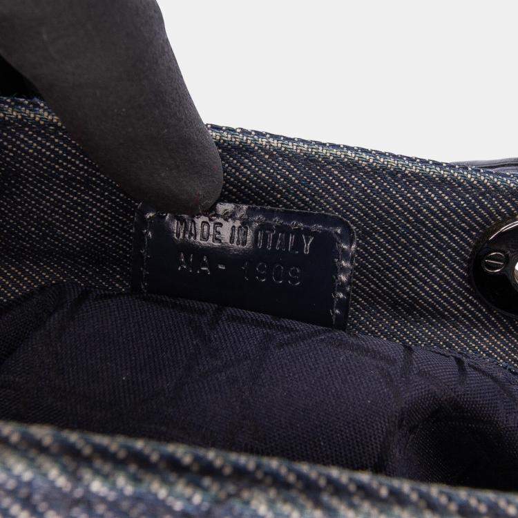 Pre Owned Dior Navy Blue Large Denim Cannage Lady Dior