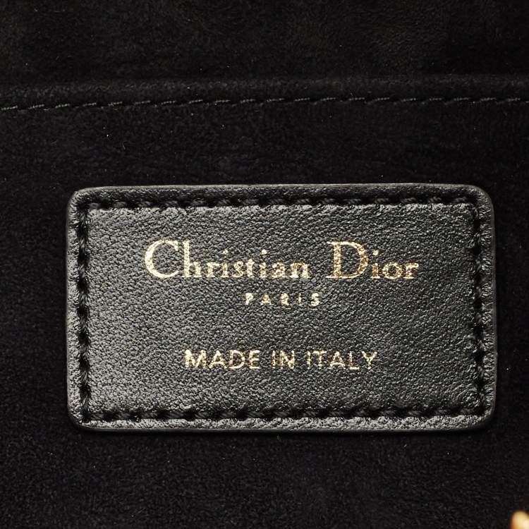 Pre Owned Dior Black/White Cannage Leather Medium Vibe Hobo