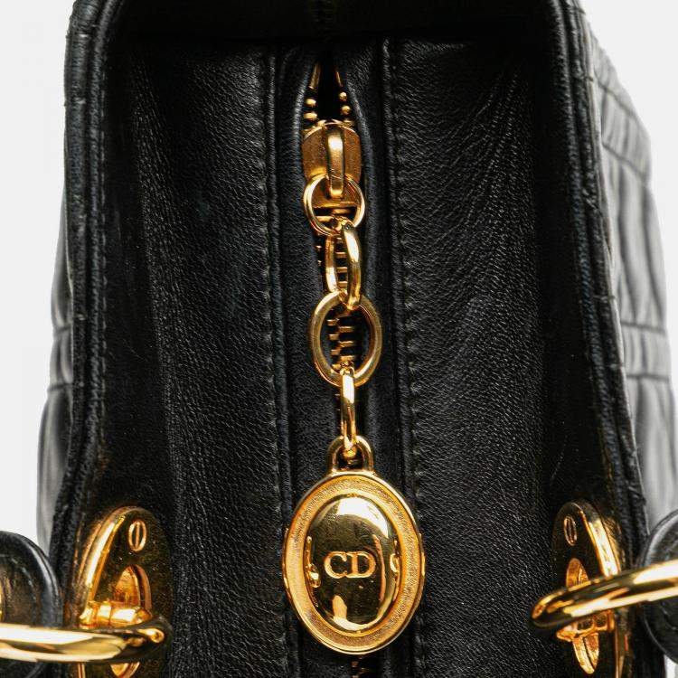 Pre Owned Dior Black Large Lambskin Cannage Lady Dior