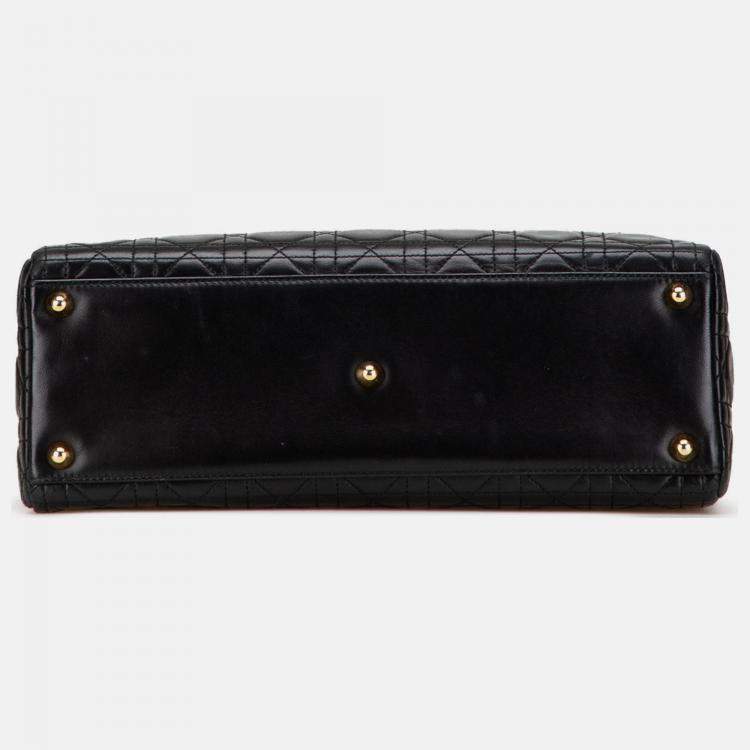 Pre Owned Dior Black Large Lambskin Cannage Lady Dior
