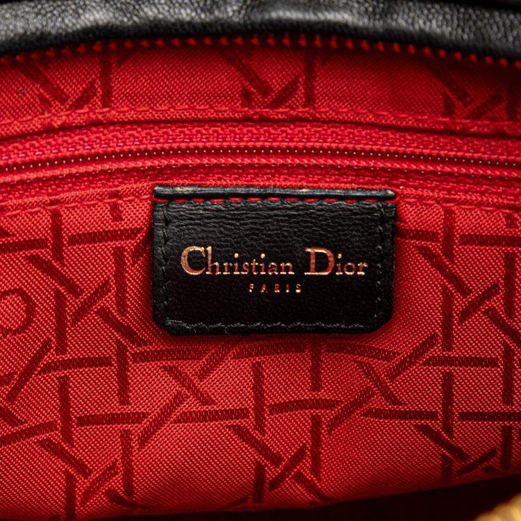 Pre Owned Dior Black Large Lambskin Cannage Lady Dior