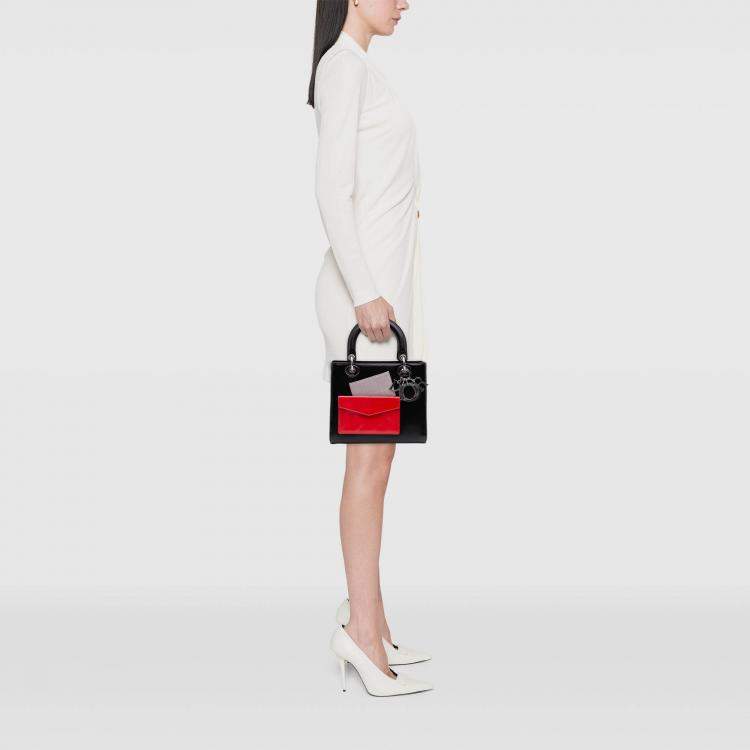 Pre Owned Dior Black Medium Calfskin Pockets Lady Dior