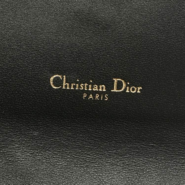 Pre Owned Dior Black Leather Saddle Wallet on Chain