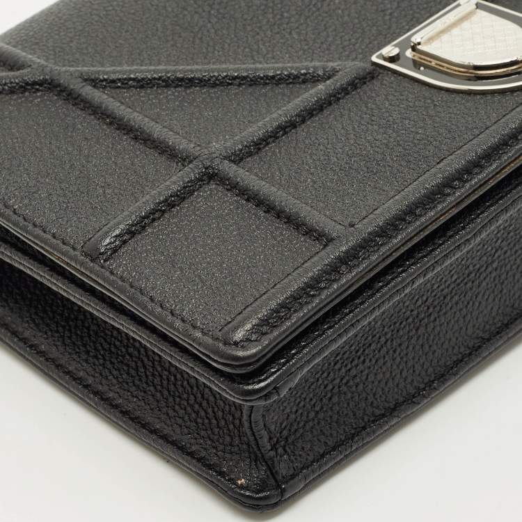 Pre Owned Dior Black Cannage Leather Diorama Wallet on Chain