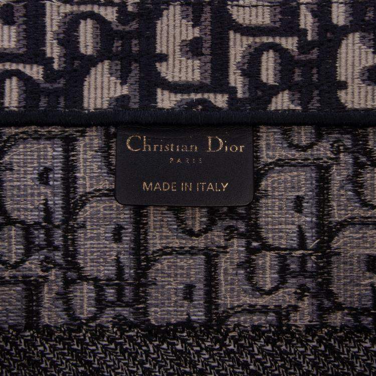 Pre Owned Dior Navy Blue Medium Oblique Canvas Book Tote
