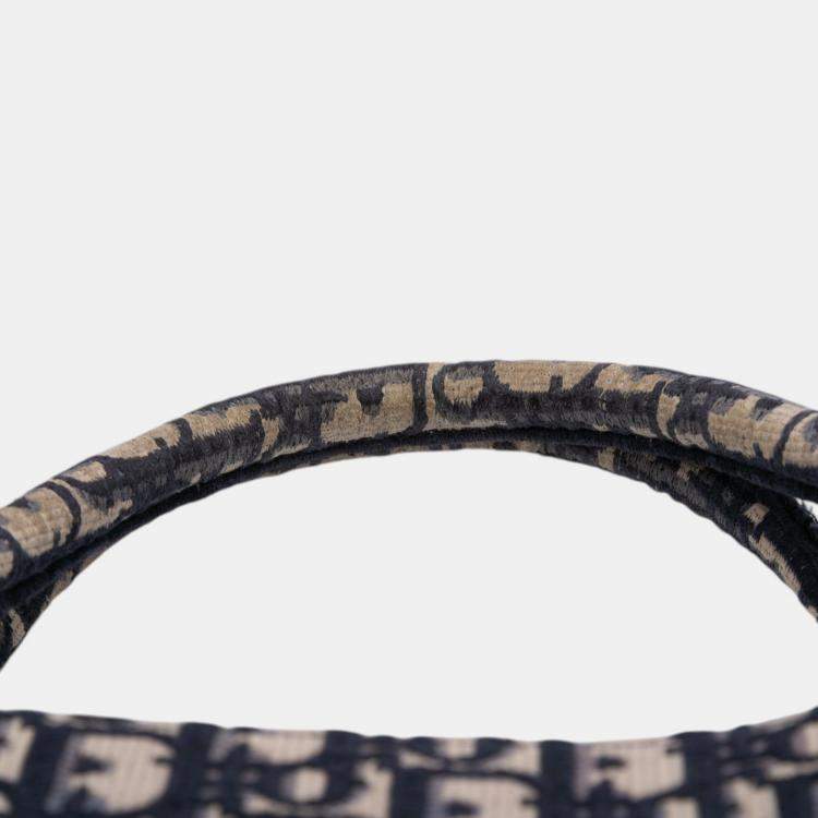 Pre Owned Dior Navy Blue Medium Oblique Canvas Book Tote