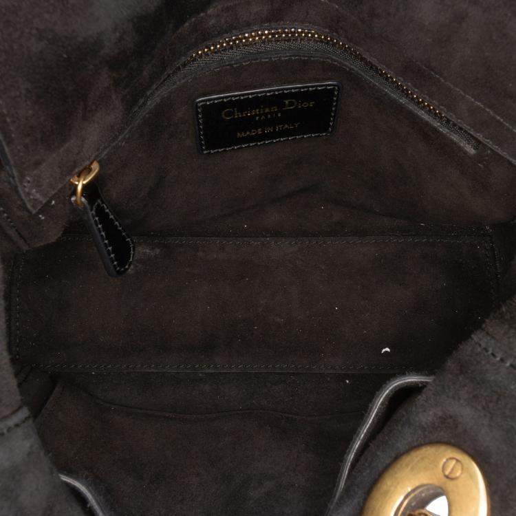 Pre Owned Dior Black Small Crinkled Patent Cannage My ABCDior Lady Dior