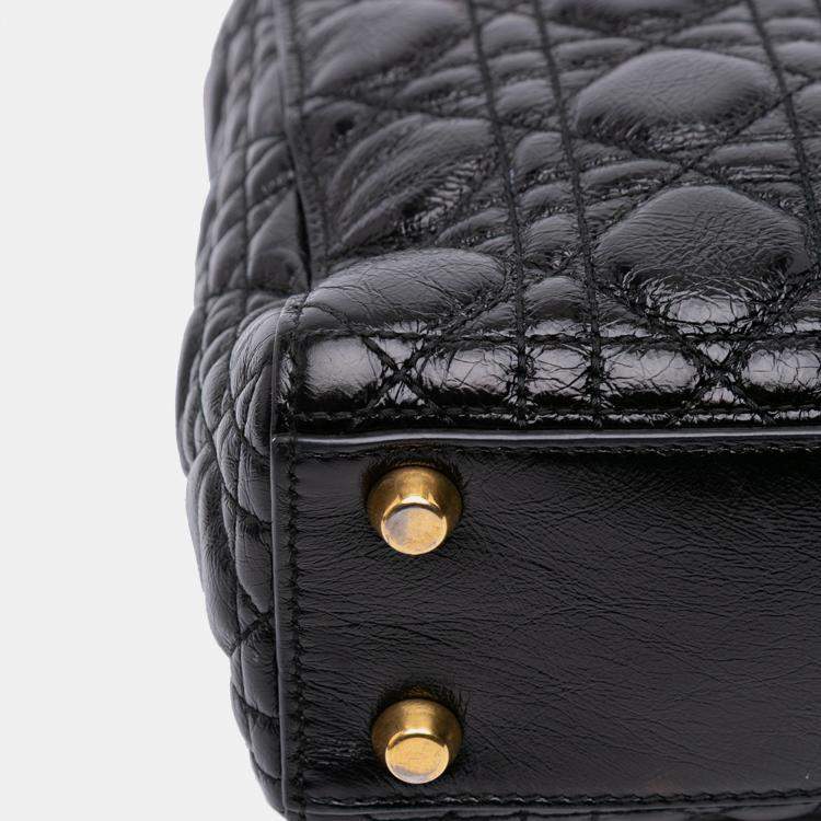 Pre Owned Dior Black Small Crinkled Patent Cannage My ABCDior Lady Dior