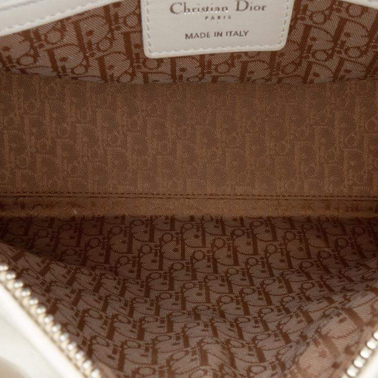 Pre Owned Dior White Medium Lambskin Cannage Lady Dior