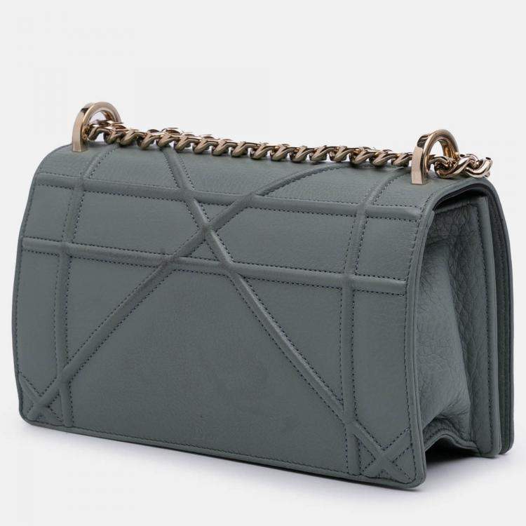Pre Owned Dior Grey Small Grained Calfskin Diorama Flap