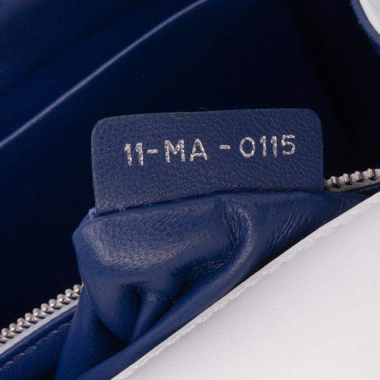 Pre Owned Dior White Medium Lambskin Embroidered Diorama Flap