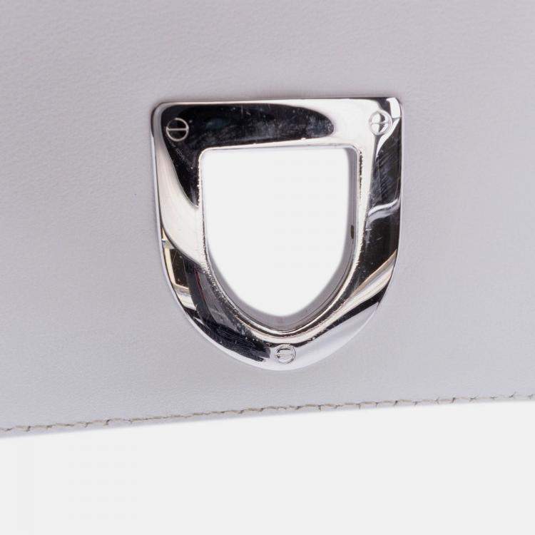 Pre Owned Dior White Medium Lambskin Embroidered Diorama Flap