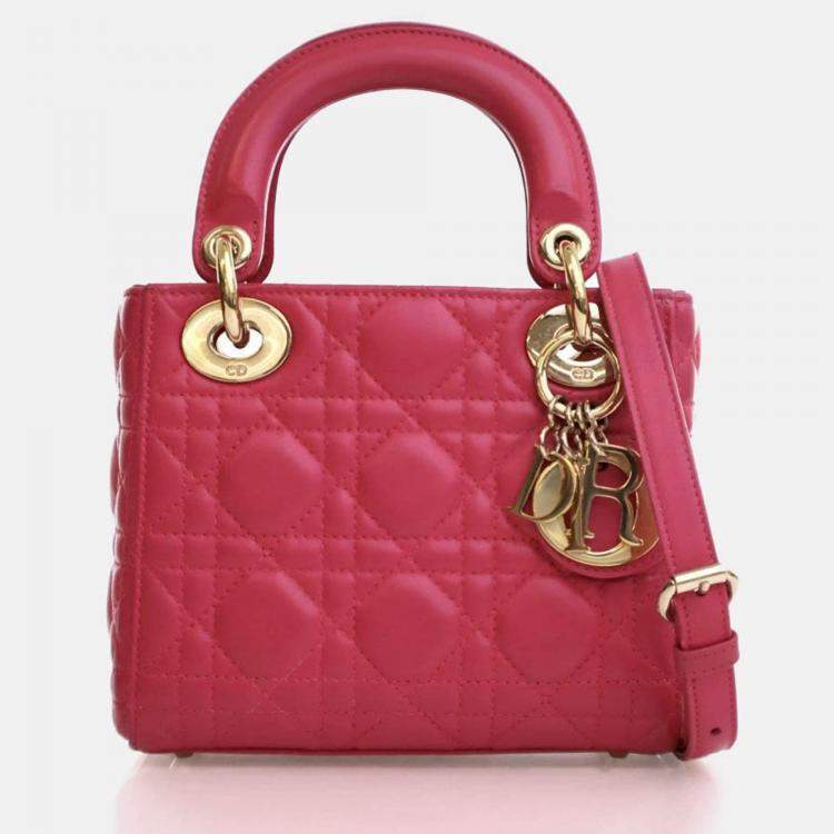 Pre Owned Dior Mini Lambskin Lady Dior Flap Bag