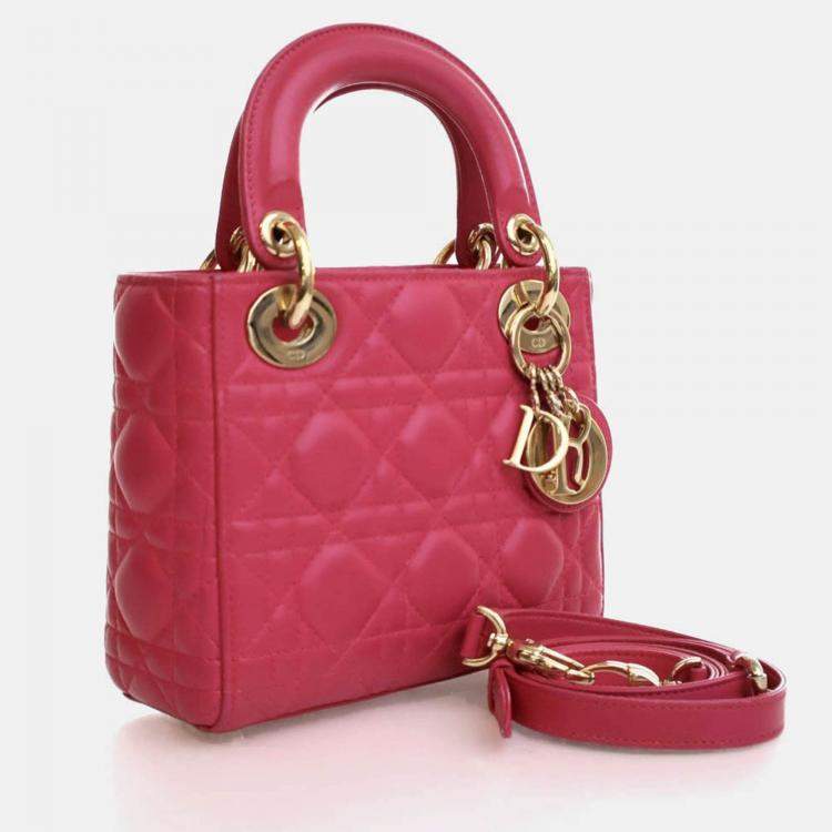 Pre Owned Dior Mini Lambskin Lady Dior Flap Bag