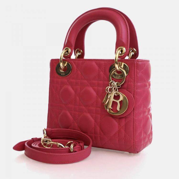 Pre Owned Dior Mini Lambskin Lady Dior Flap Bag
