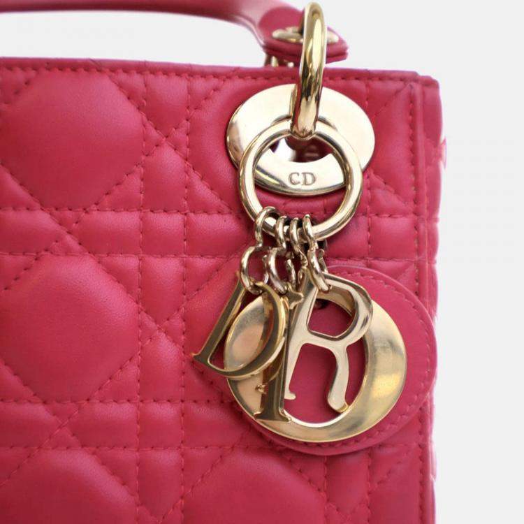Pre Owned Dior Mini Lambskin Lady Dior Flap Bag