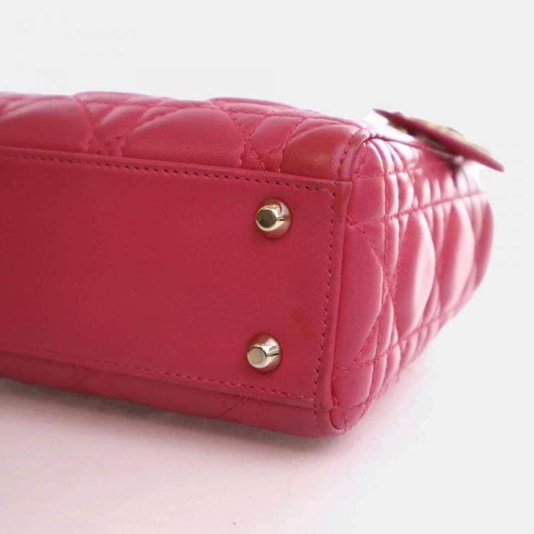 Pre Owned Dior Mini Lambskin Lady Dior Flap Bag
