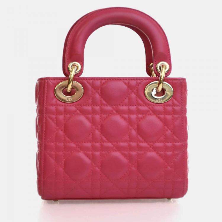 Pre Owned Dior Mini Lambskin Lady Dior Flap Bag