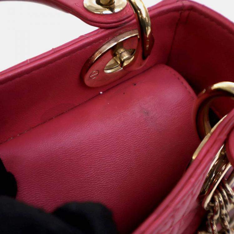 Pre Owned Dior Mini Lambskin Lady Dior Flap Bag