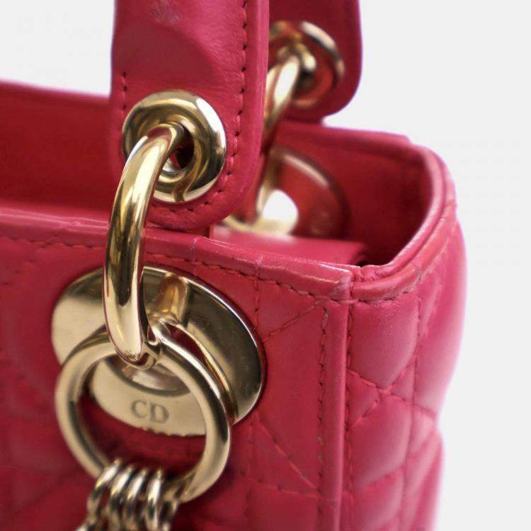 Pre Owned Dior Mini Lambskin Lady Dior Flap Bag