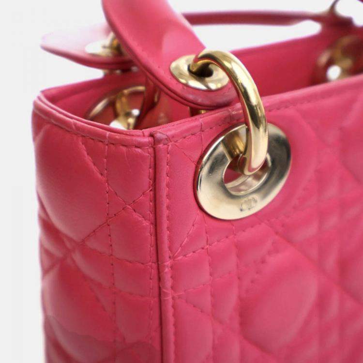 Pre Owned Dior Mini Lambskin Lady Dior Flap Bag