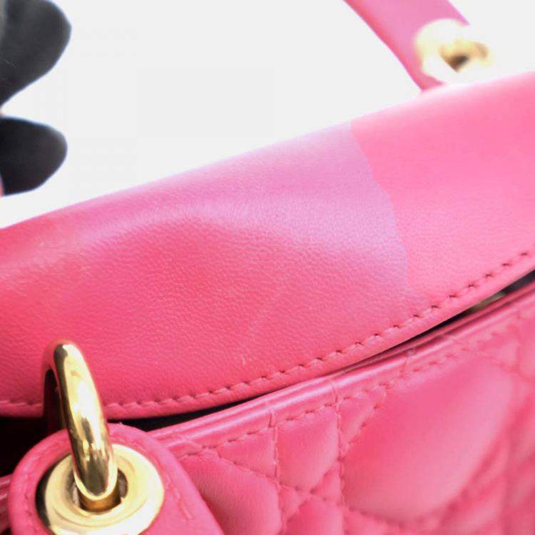 Pre Owned Dior Mini Lambskin Lady Dior Flap Bag
