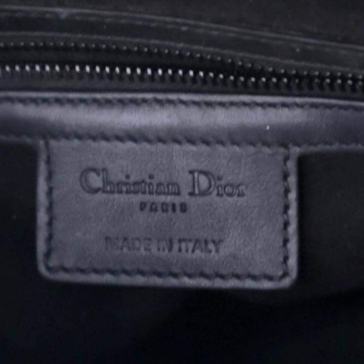 Pre Owned Dior Medium Oblique Embossed Black Calf Leather Saddle Bag