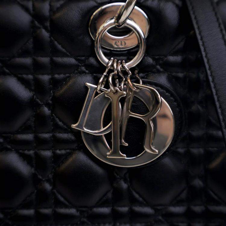 Pre Owned Dior Vintage Large Black Lambskin Lady Dior