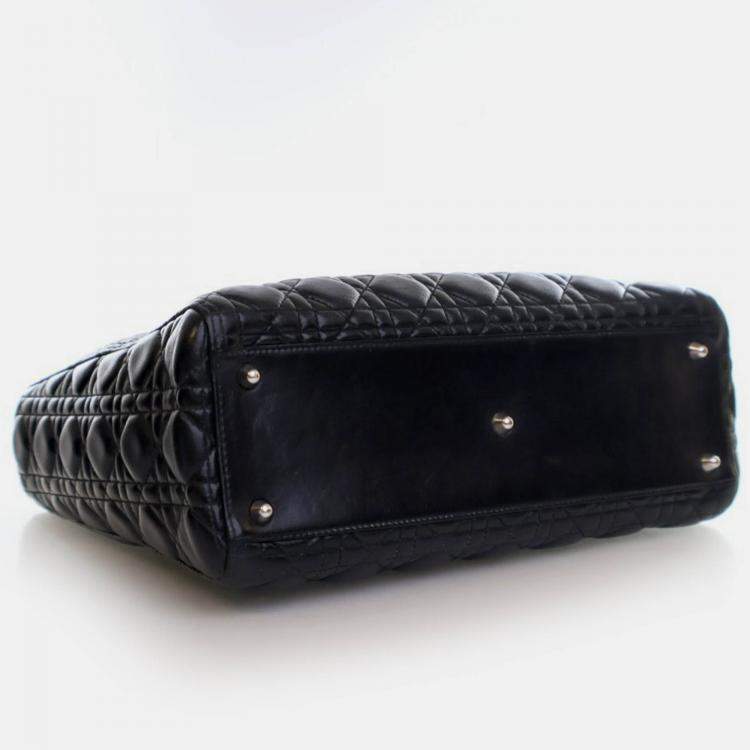 Pre Owned Dior Vintage Large Black Lambskin Lady Dior