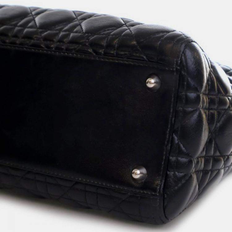 Pre Owned Dior Vintage Large Black Lambskin Lady Dior