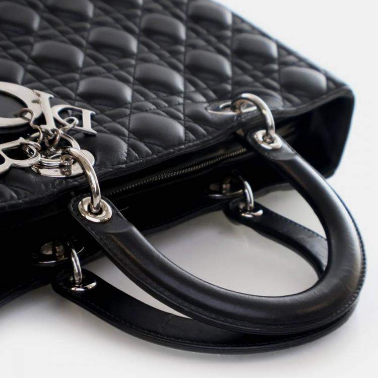 Pre Owned Dior Vintage Large Black Lambskin Lady Dior